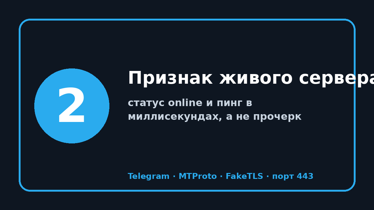 Рабочий прокси сервер для телеграм: шаг 2 — Признак живого сервера