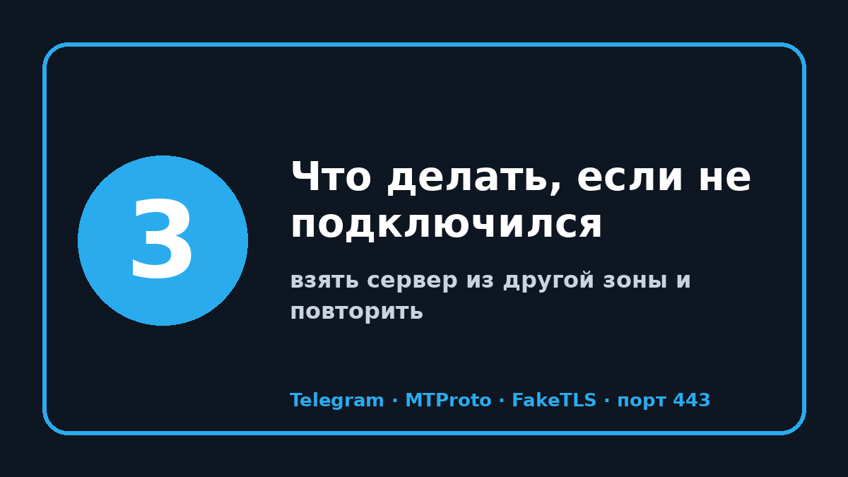 Рабочий прокси сервер для телеграм: шаг 3 — Что делать, если не подключился