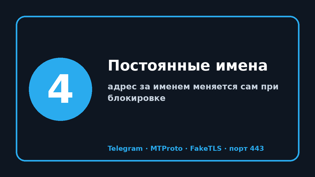 Рабочий прокси сервер для телеграм: шаг 4 — Постоянные имена