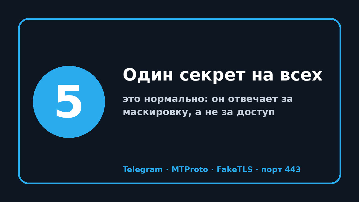 Рабочий прокси сервер для телеграм: шаг 5 — Один секрет на всех
